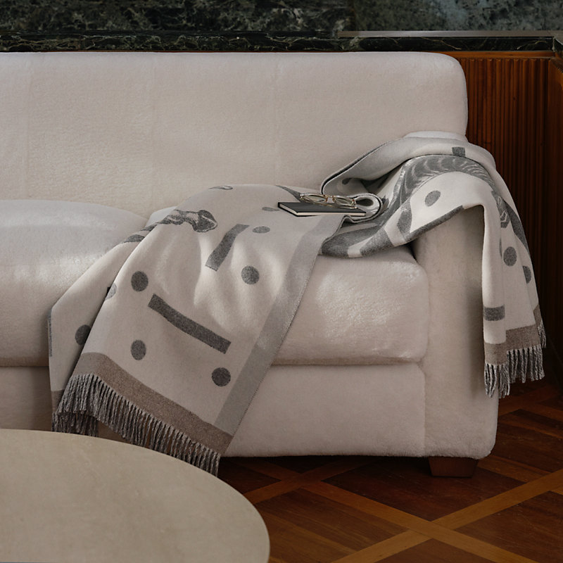 Zebre Zig Zag blanket - Beige | Hermès USA